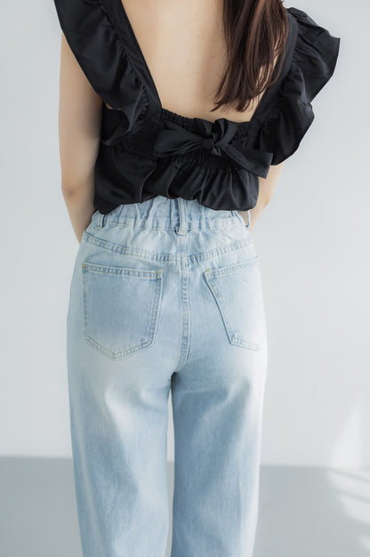 Wide denim pants