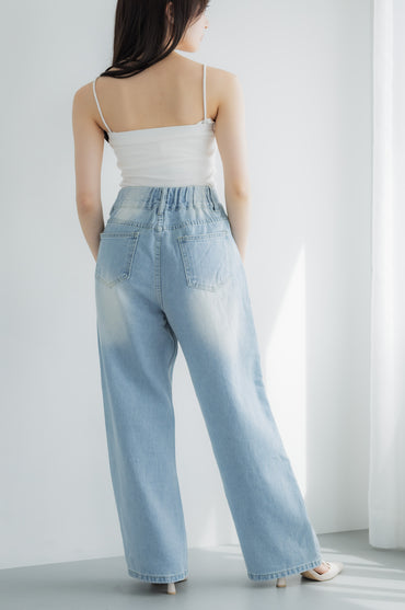 Wide denim pants