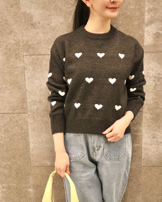 Heart knit pullover