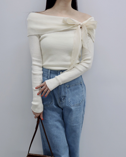 bijou ribbon knit pullover