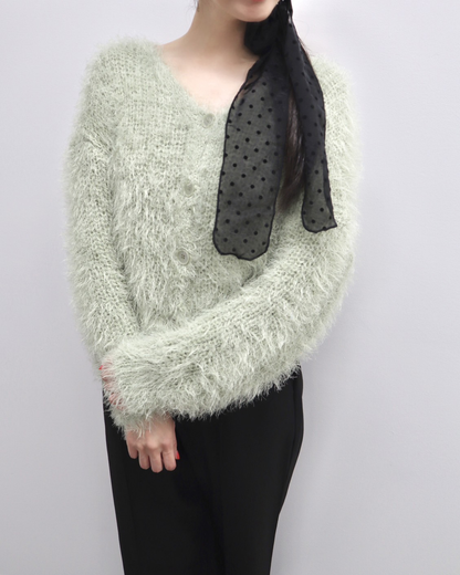 Shaggy knit cardigan