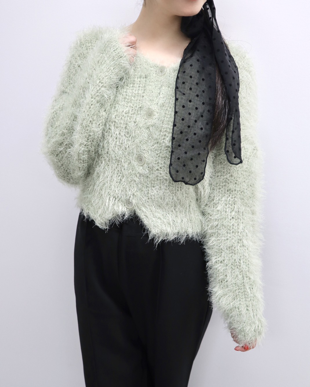 Shaggy knit cardigan