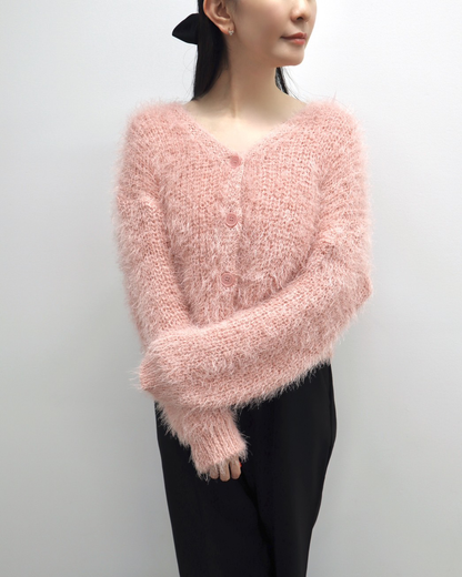 Shaggy knit cardigan