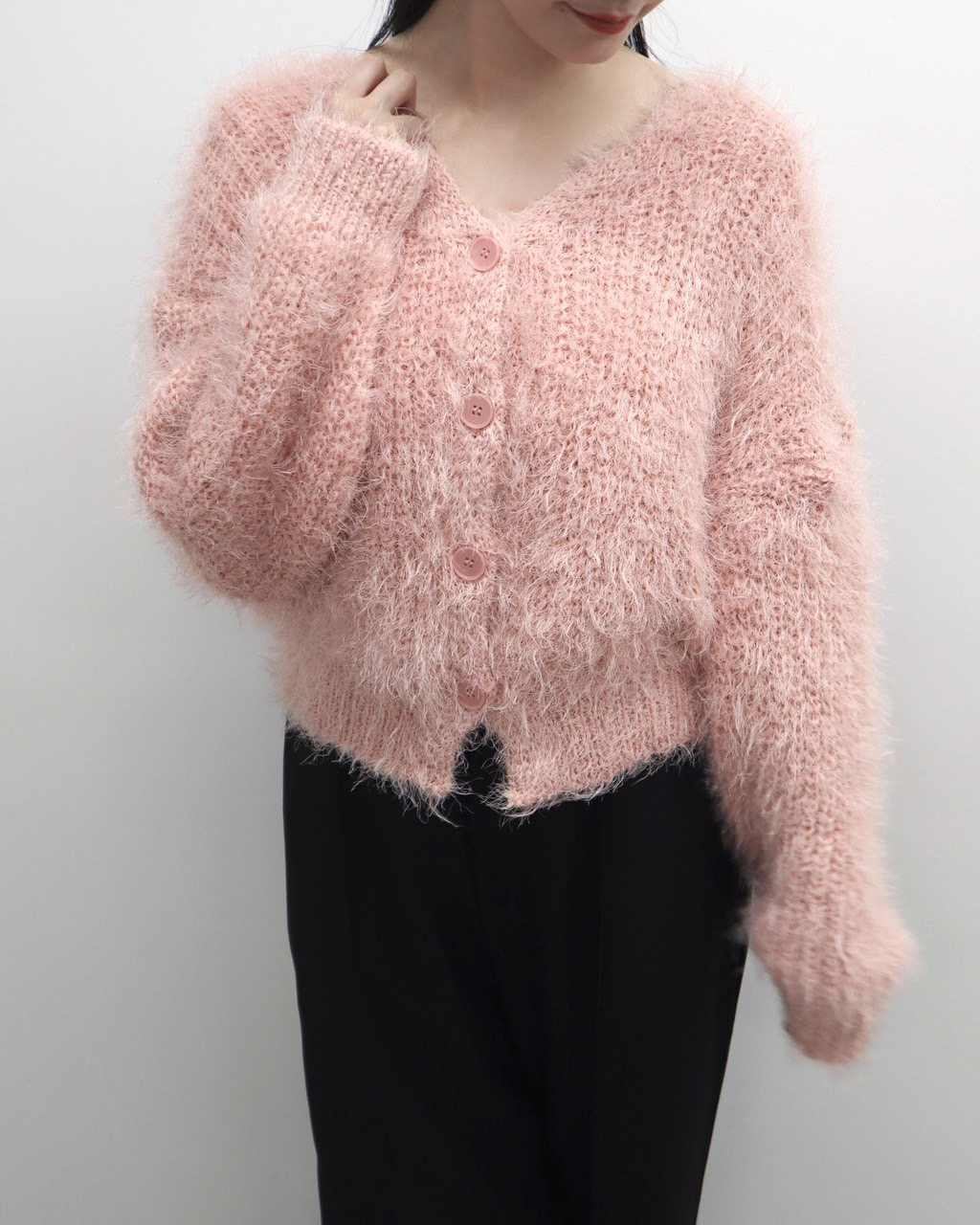 Shaggy knit cardigan