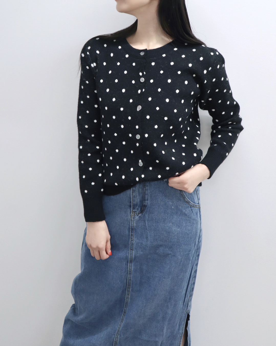 Dot knit cardigan