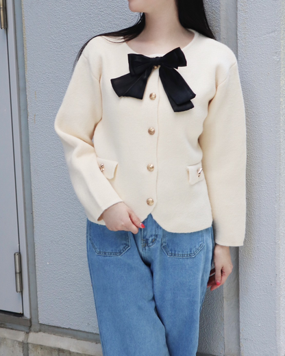 2way ribbon collarless jacket