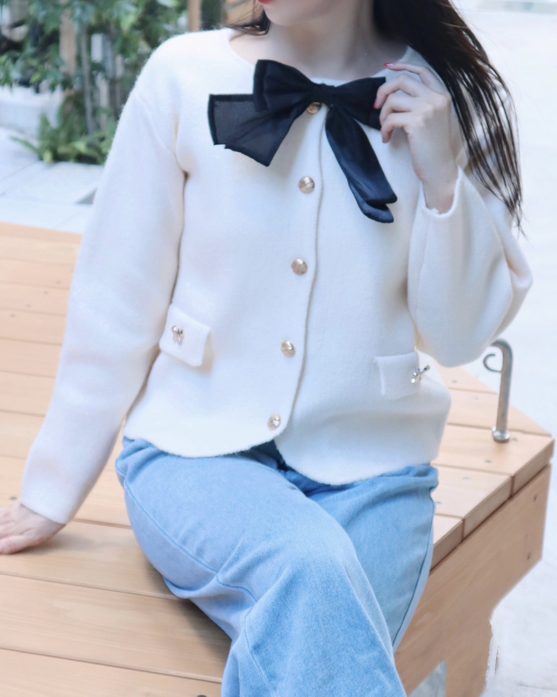 2way ribbon collarless jacket