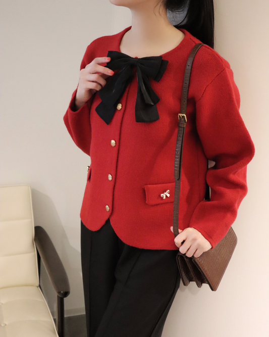 2way ribbon collarless jacket