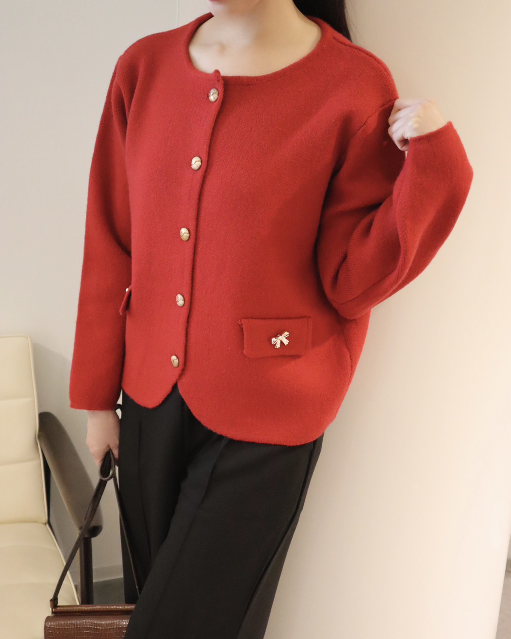 2way ribbon collarless jacket