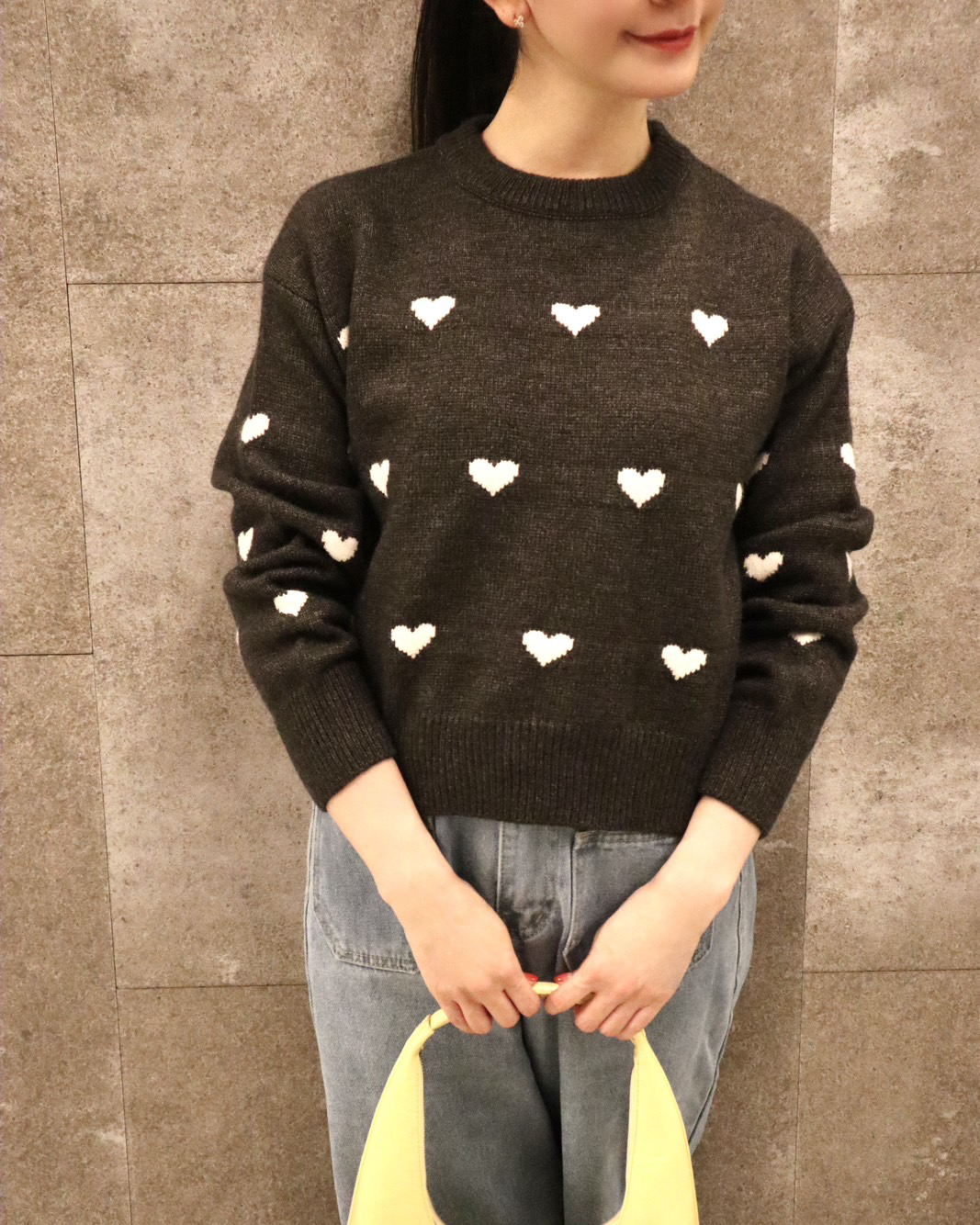 Heart knit pullover