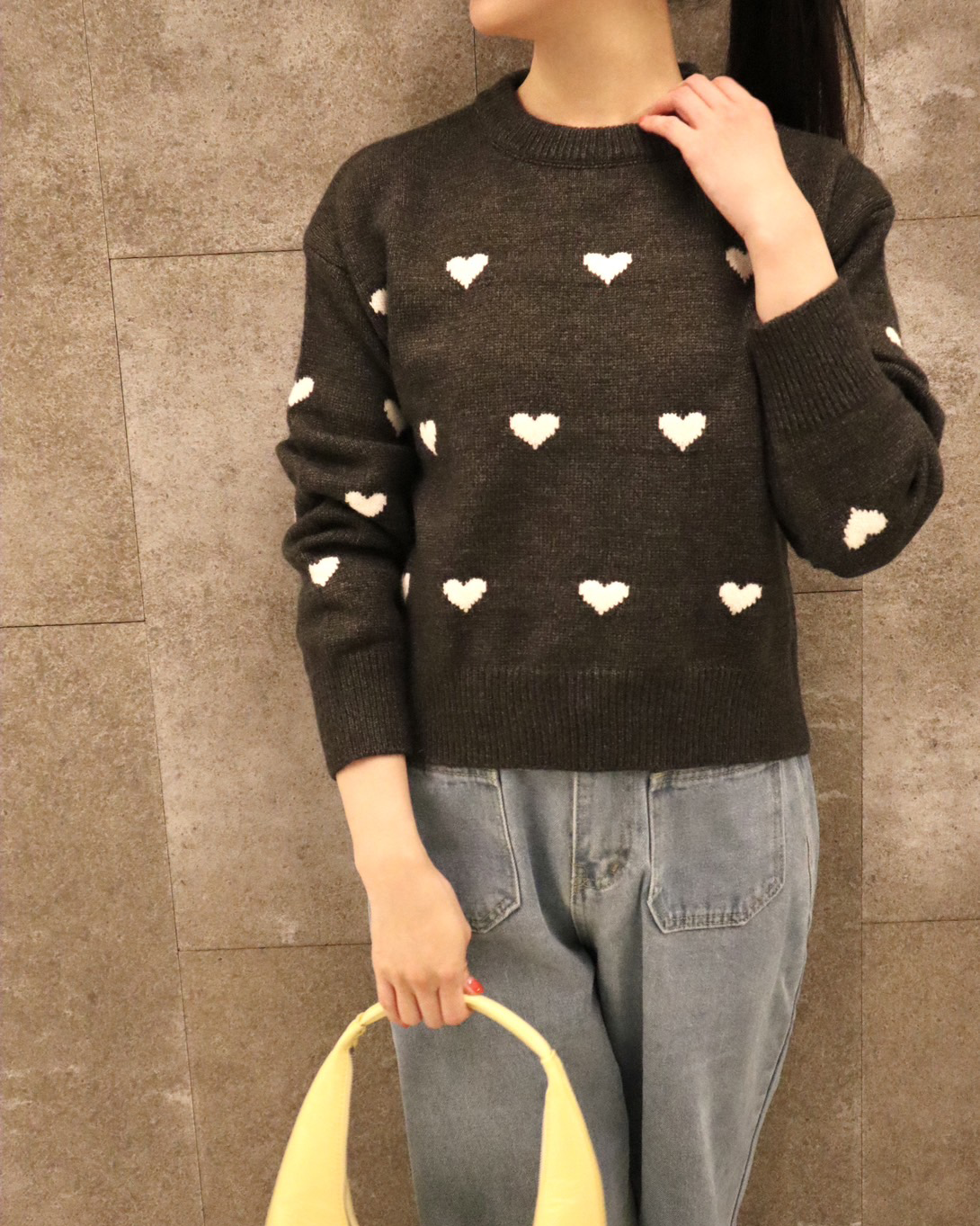 Heart knit pullover