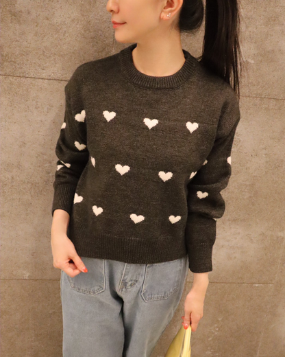 Heart knit pullover