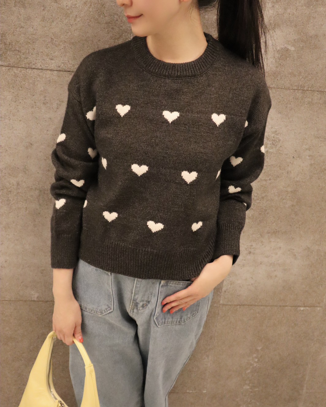 Heart knit pullover