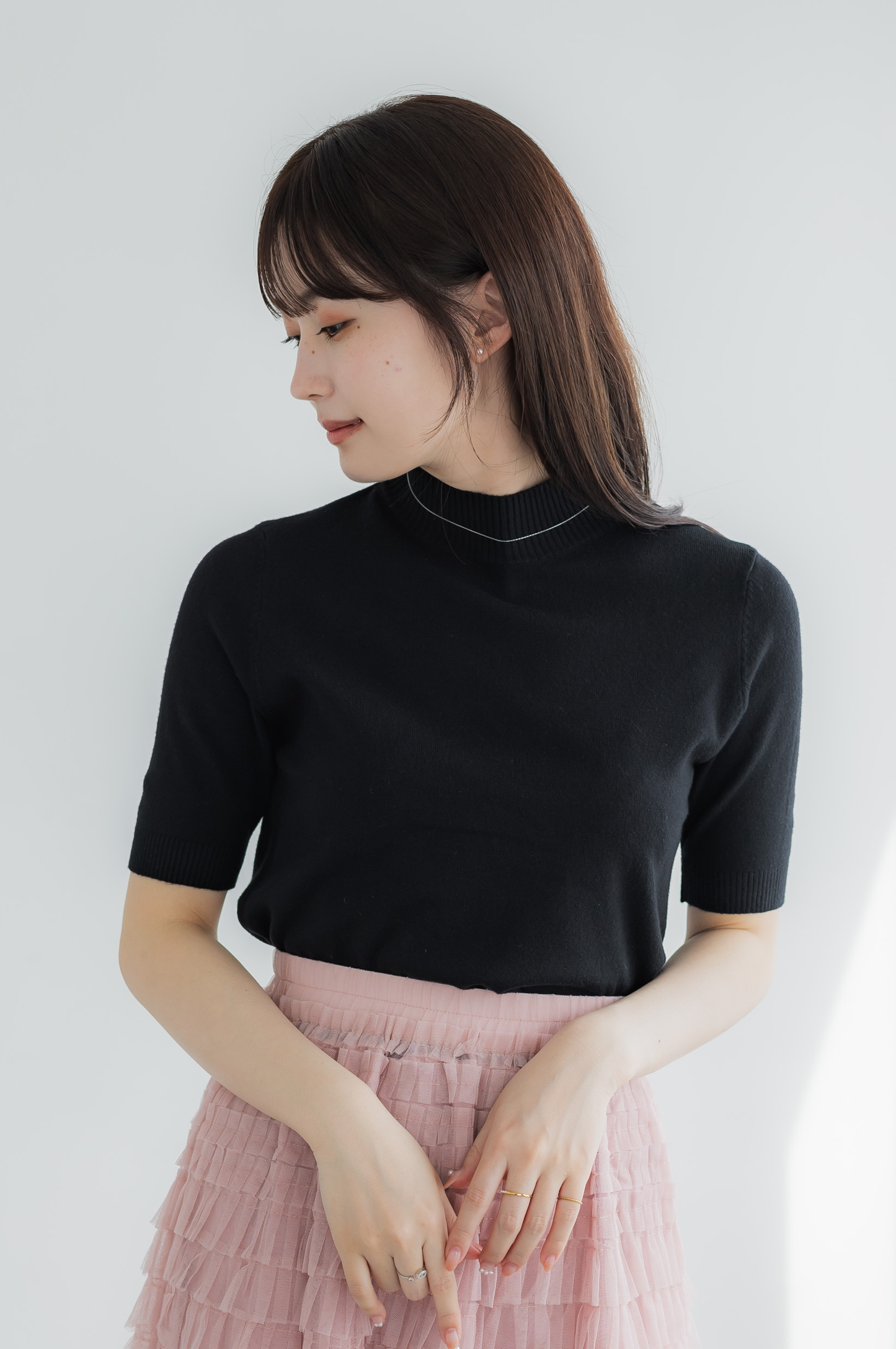 High neck knit pullover