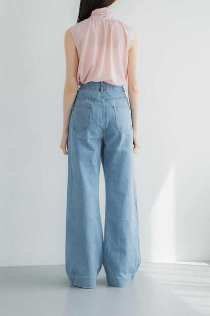 Patch pocket denim pants